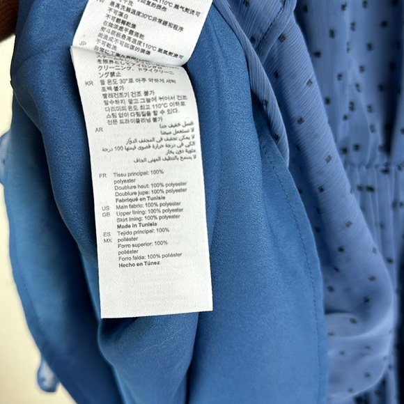 Sandro Paris Swiss Dot Ruffle Smocked Cuff Mini Dress - Picture 7 of 9